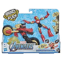 Marvel Bend and Flex, Flex Rider Iron Man figurine articulée flexible de 15 cm avec moto 2 en 1, pour enfants à partir de 4 ans
