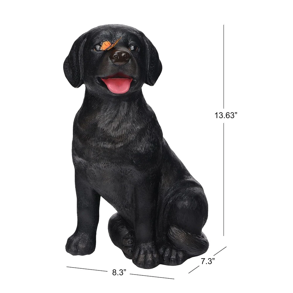 Black Dog with Butterfly Statue, 34cm Height Black Dog with Butterfly