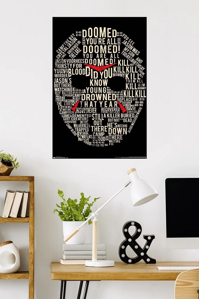 Friday The 13th - Text Mask Wall Poster, 22.375" x 34"