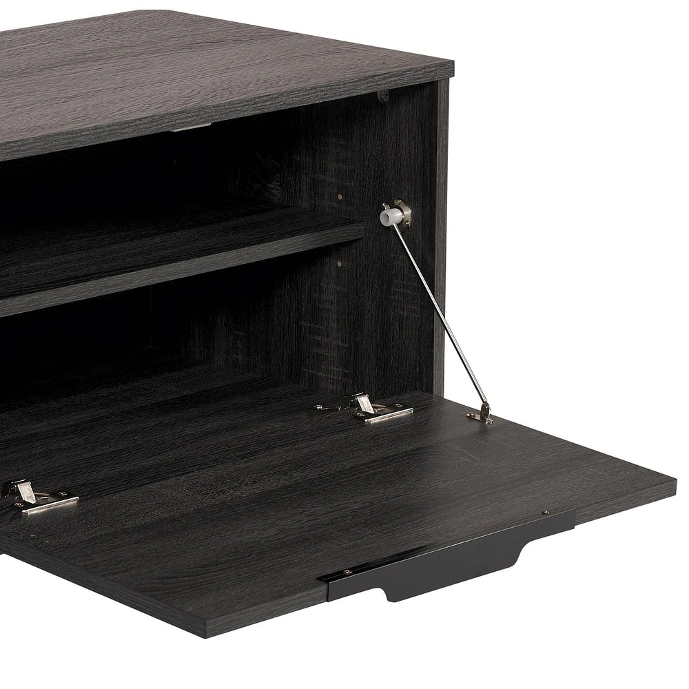 Meuble TV moderne CorLiving Cole avec rangement ouvert et fermé pour téléviseurs jusqu'à 85 pouces - Meuble TV pour salon, meuble TV élégant, centre de divertissement moderne avec rangement