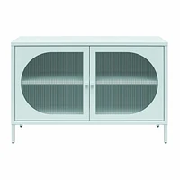Mr. Kate Luna Large armoire d'appoint à 2 portes avec verre cannelé, bleu ciel