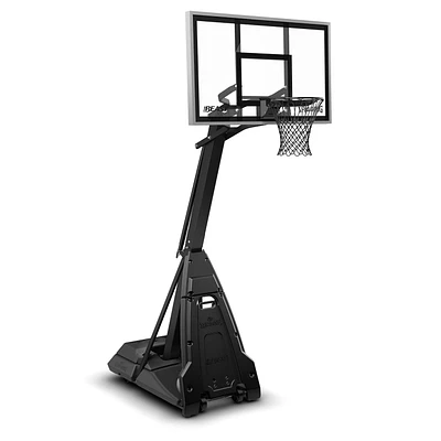 Panneau, panier et filet de basketball portatif réglable en verre trempé Spalding The Beast Stealth avec anneau détachable, 60 po