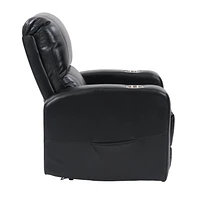 Fauteuil inclinable électrique rembourré en tissu PU CorLiving Ophelia avec porte-gobelet et port USB - Fauteuils inclinables électriques pour adultes, fauteuil de cinéma de salon, fauteuil inclinable