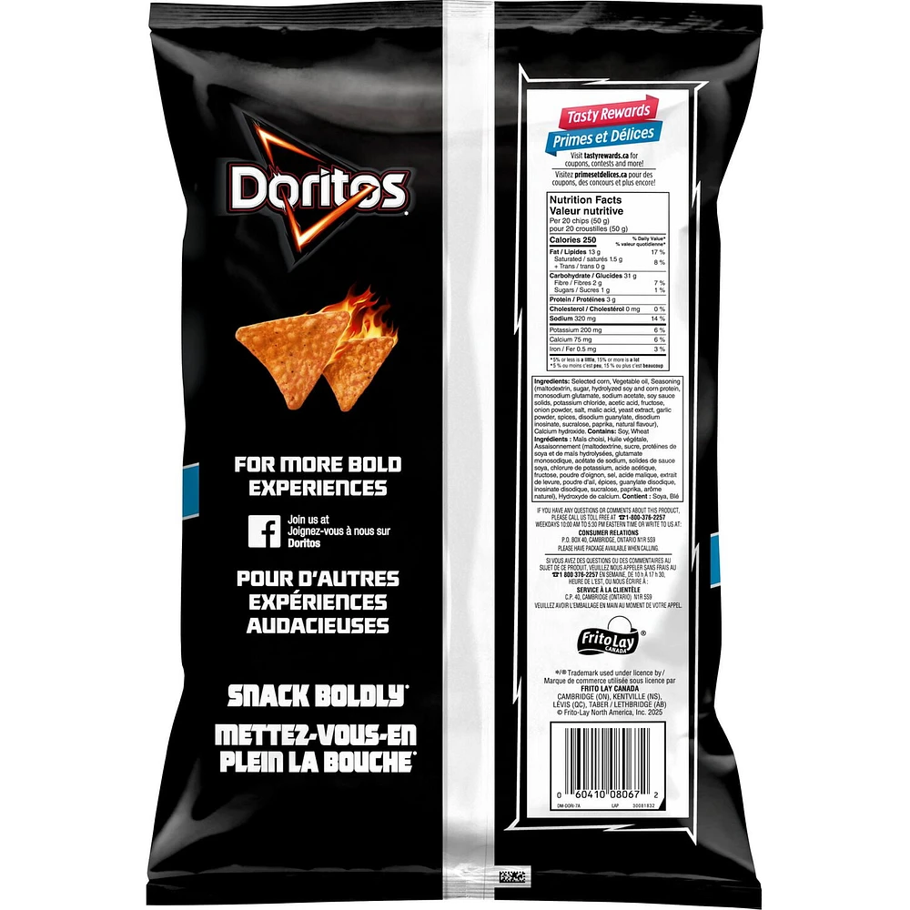 Doritos chips tortilla aromatisées Piment infernal!, format écono 400 g.