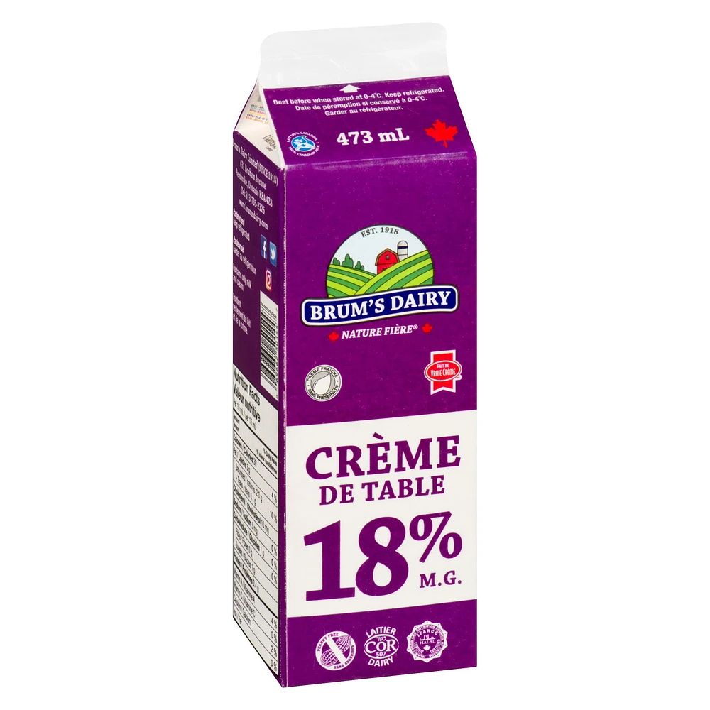 Crème de table à 18 % M.G. de Brum's Carton de 500 ml