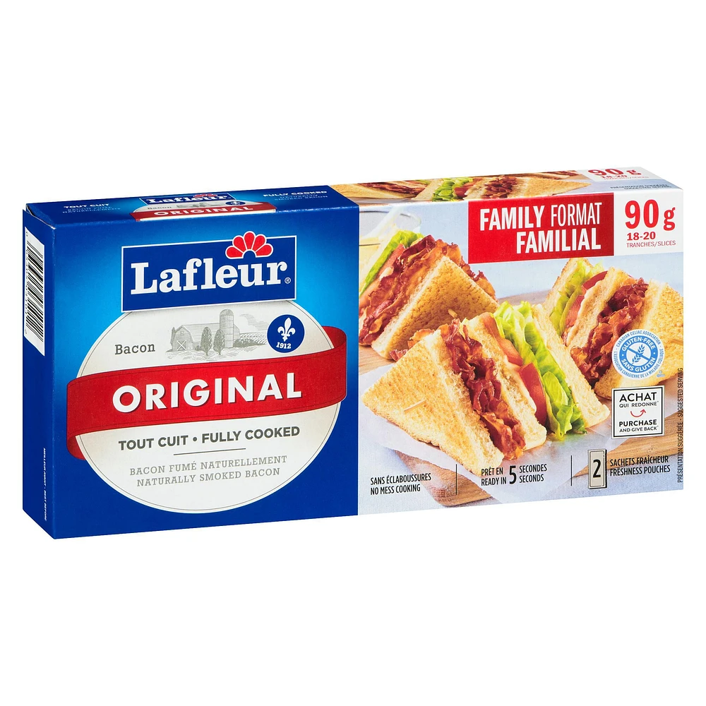 Lafleur Original Fully-Cooked Bacon, Volume Quantity : 90 g