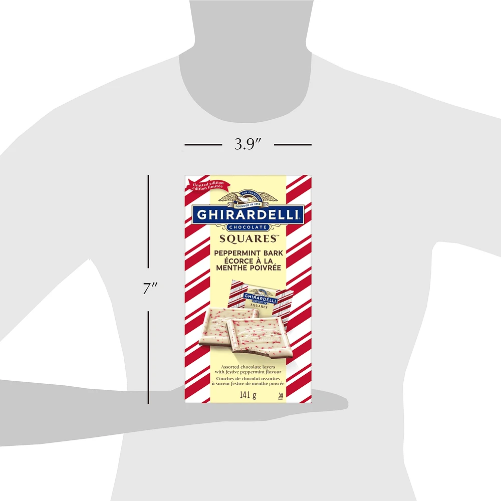 GHIRARDELLI Milk Chocolate Peppermint Bark Squares Bag, 141g, GHIRARHELLI BAG PEPPERMINT BARK MILK