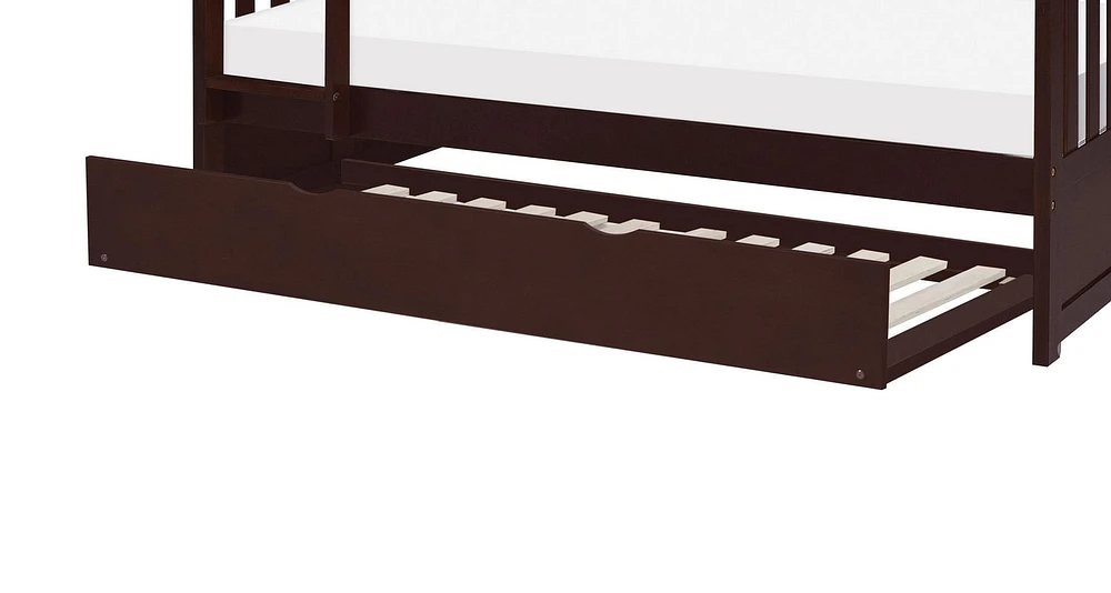 Topline Home Furnishings Lit superposé simple sur simple avec lit gigogne en finition espresso