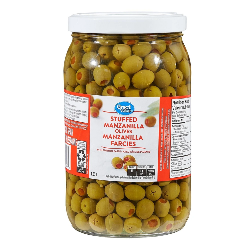Great Value Stuffed Manzanilla Olives, Great Value Stuffed Manzanilla Olives