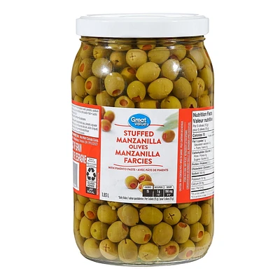 Great Value Stuffed Manzanilla Olives, Great Value Stuffed Manzanilla Olives