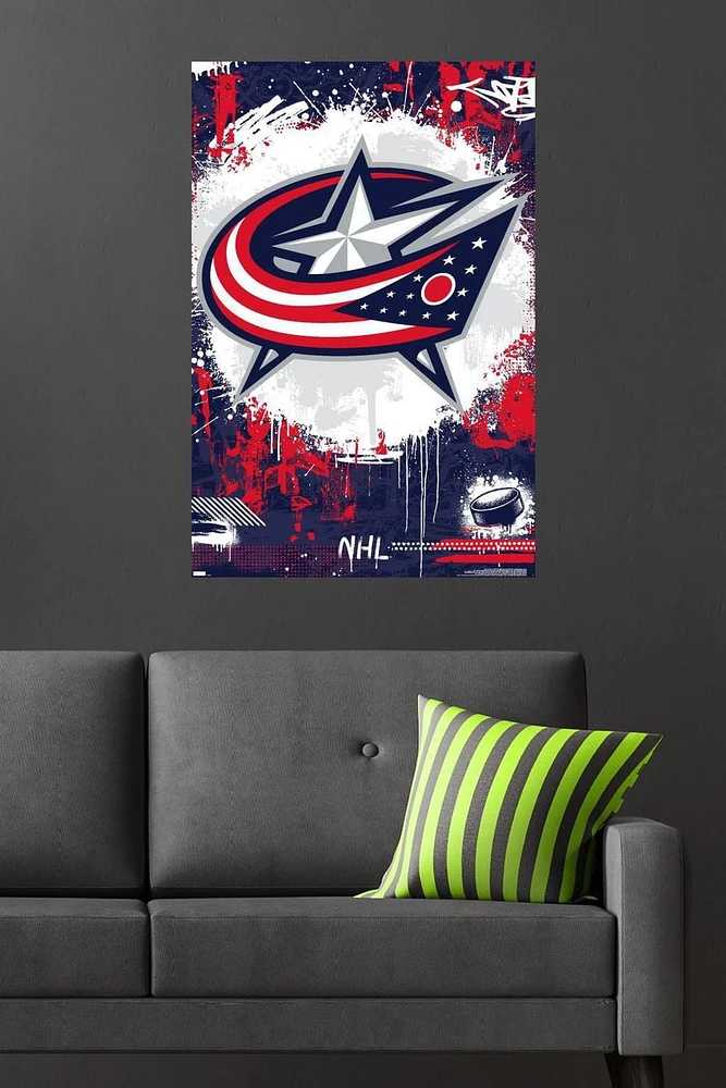 NHL Columbus Blue Jackets - Maximalist Logo 23 Wall Poster, 22.375" x 34"