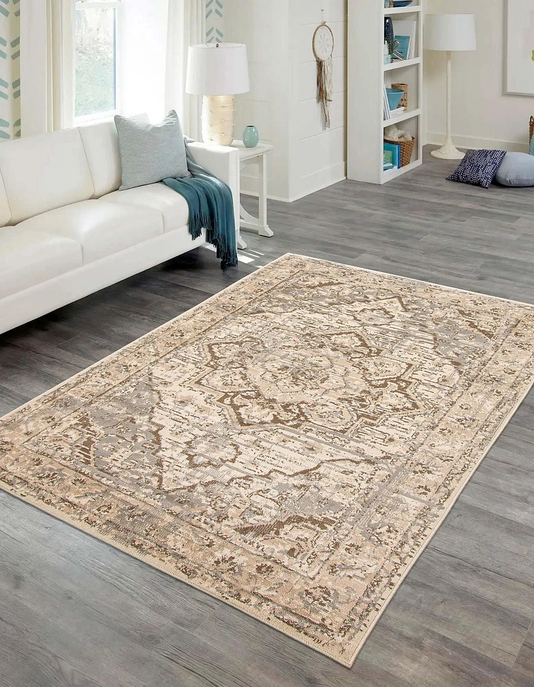 ECARPET Priya 8'0" x 10'0" Traditionnel Tapis pour salon, chambre, salle à manger, entrée, couloir et plus encore.