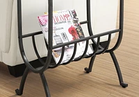 Monarch Specialties Accent Table, Side, End, Magazine, Nightstand, Narrow, Living Room, Bedroom, Metal, Tempered Glass, Black, Clear, Transitional