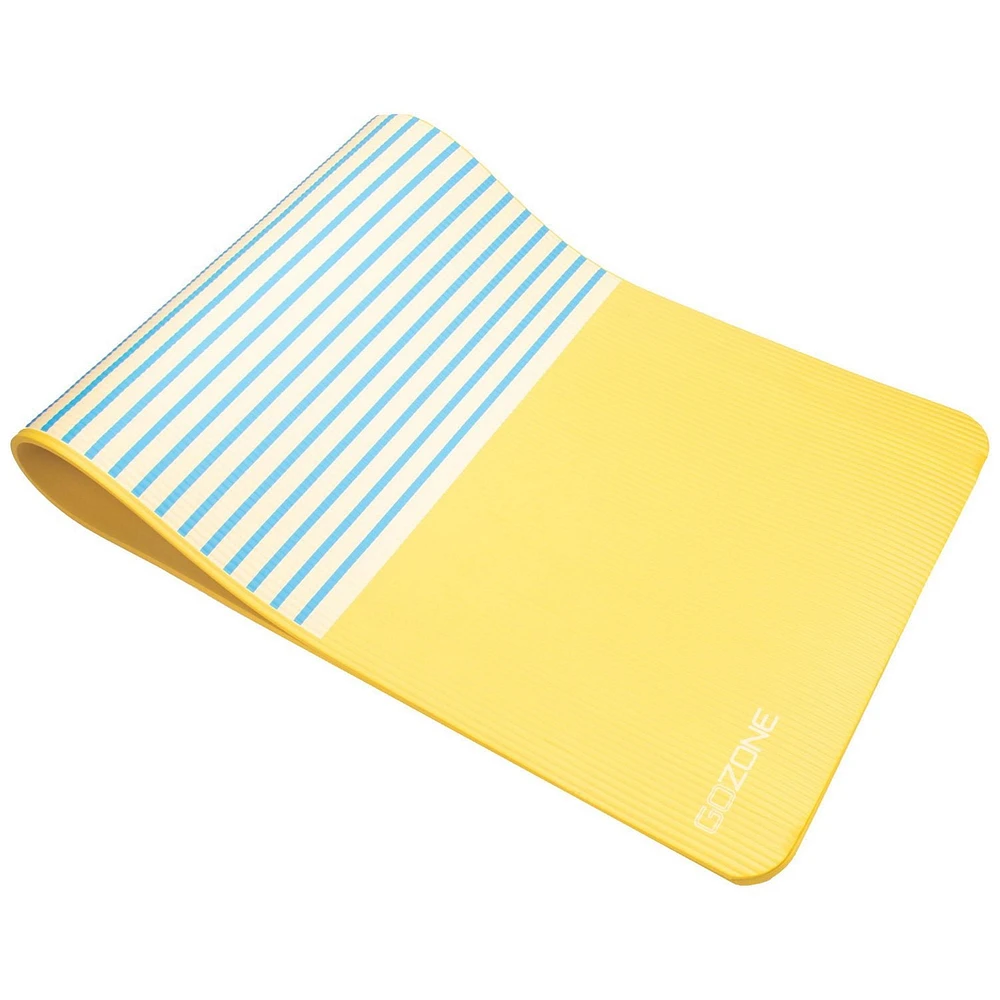 10mm Abstract Sunset Printed Exercise Mat – 24" x 72" – Yellow/White/Blue, With MicroFresh technology
