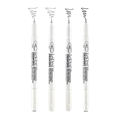 MARVY UCHIDA® LePen® TECHNICAL DRAWING PENS 4 PC SET BLACK, Pen
