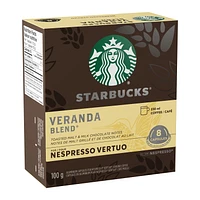 STARBUCKS VERANDA BLEND for NESPRESSO VERTUO, Blonde Roast Coffee, Mellow and Soft Notes, Recyclable Capsules Through NESPRESSO Recycling System, 100g