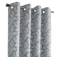 Penelope, panneau de rideau à œillets jacquard à motif feuilles, 100% occultant 52" x 84", argent