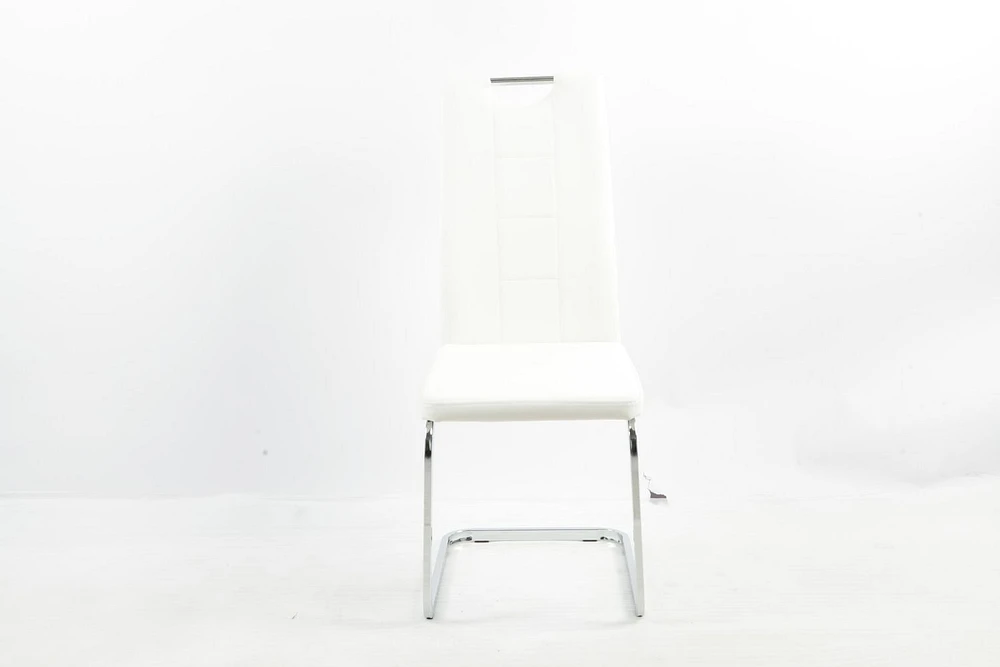 Chaises de salle à manger Aerys Marie avec base chromée en PU blanc (ensemble de 4)