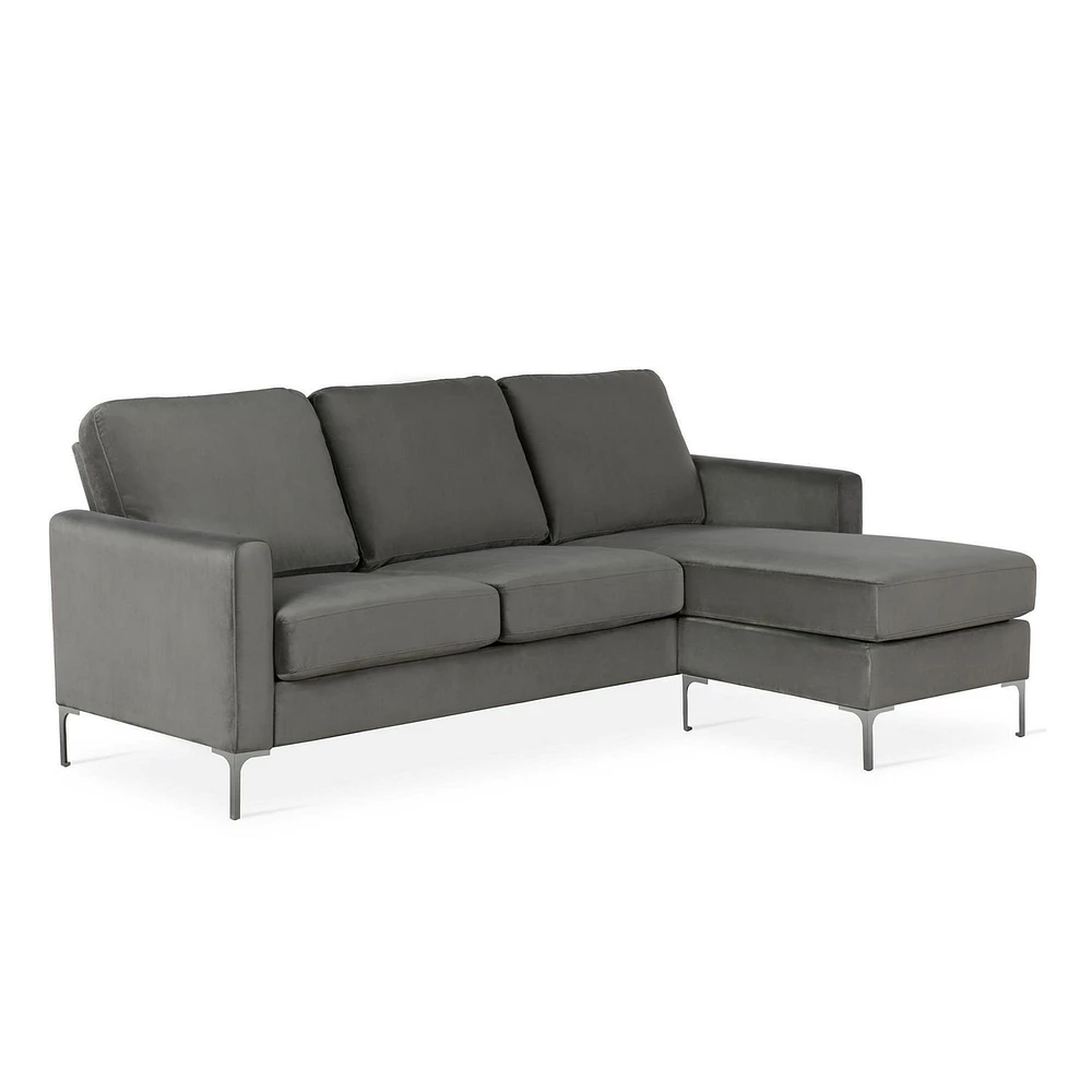 Novogratz Chapman Canapé avec pieds Chrome, velours gris Canapé