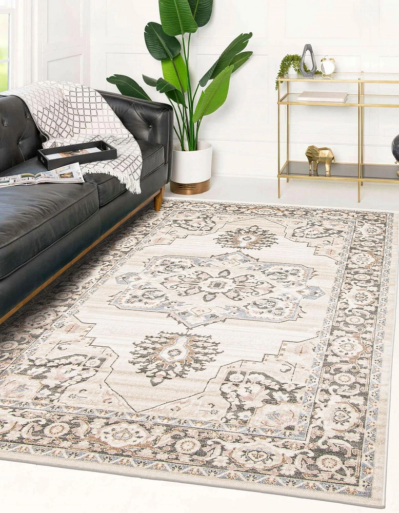 ECARPET Myra 8'0" x 10'0" Traditional Area Rug for Living Room, Bedroom, Dining Room, Entrance, Hallway and More.