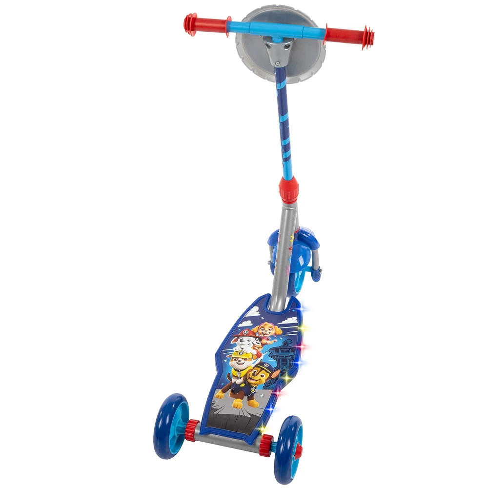 Trottinette Préscolaire a 3-roues la Pat' Patrouille de Huffy avec lumières LED, Bleu