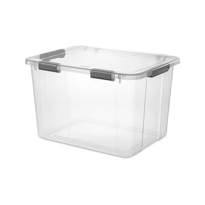 Sterilite Boîte de Rangement avec Couvercle à Charnière 75L Gris Plat 75L