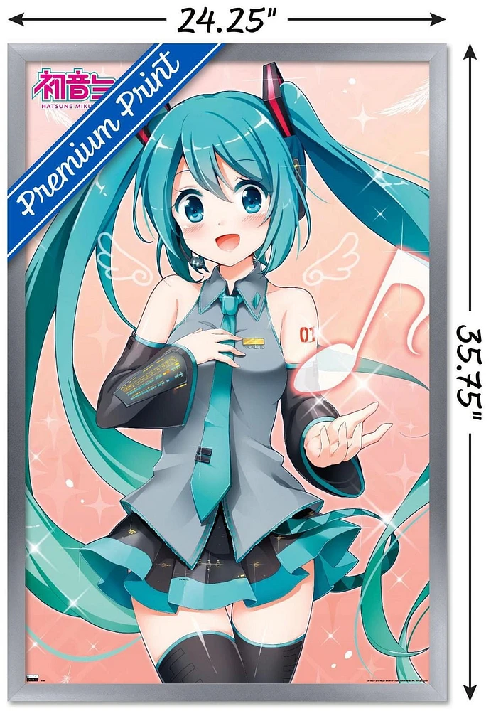 Hatsune Miku - Music Note Wall Poster with Push Pins