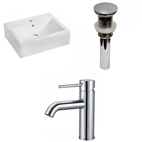 American Imaginations -in. W Wall Mount White Bathroom Vessel Sink Set For 1 Hole Center Faucet AI