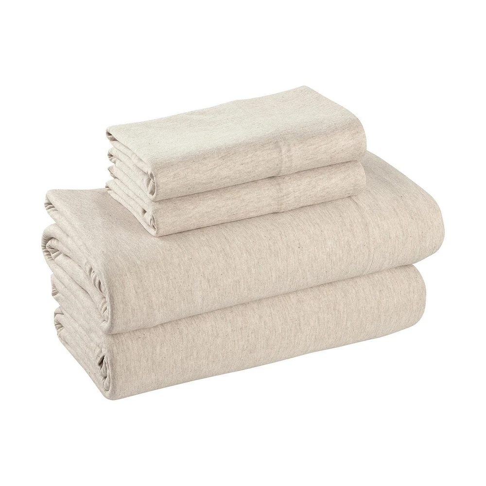 Parure de lit en jersey extra doux pour adulte Mainstays, Twin-XL, flocons d'avoine, 3 pièces