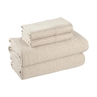 Parure de lit en jersey extra doux pour adulte Mainstays, Twin-XL, flocons d'avoine, 3 pièces