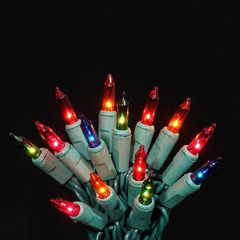 Guirlande de 50 lumières de Noël à incandescence Holiday Time de 10,9 pieds – câble vert, multicolore