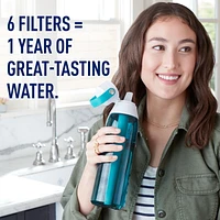 Filtre de rechange pour bouteille Brita, réduit les contaminants tout en conservant les minéraux sains, certifié par la WQA pour la réduction du chlore afin d’améliorer le goût de l’eau, fabriqué sans 6 filtres par boîte