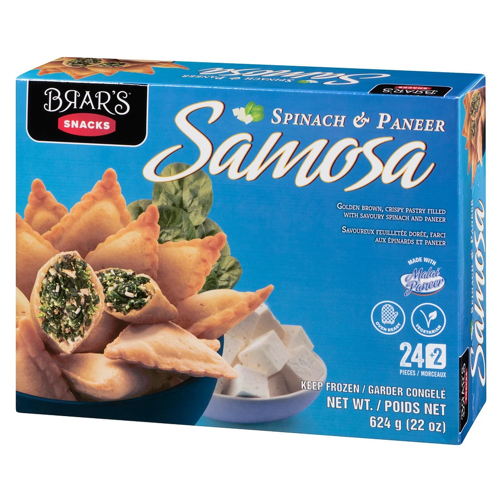 BRAR'S SPINACH AND PANEER SAMOSA, PASTRY FILLED WITH SAVOURY SPINACH AND PANEER