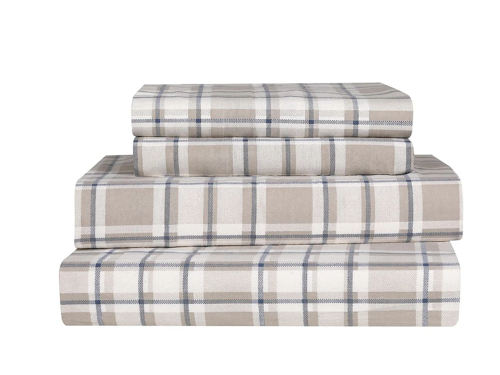 Snow Cap 4 Piece Cotton Flannel Sheet Set