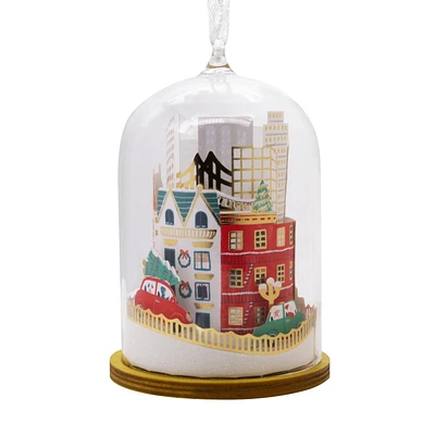 Décoration Hallmark de Noël (Paysage urbain dans une cloche, Signature, en verre et papier)