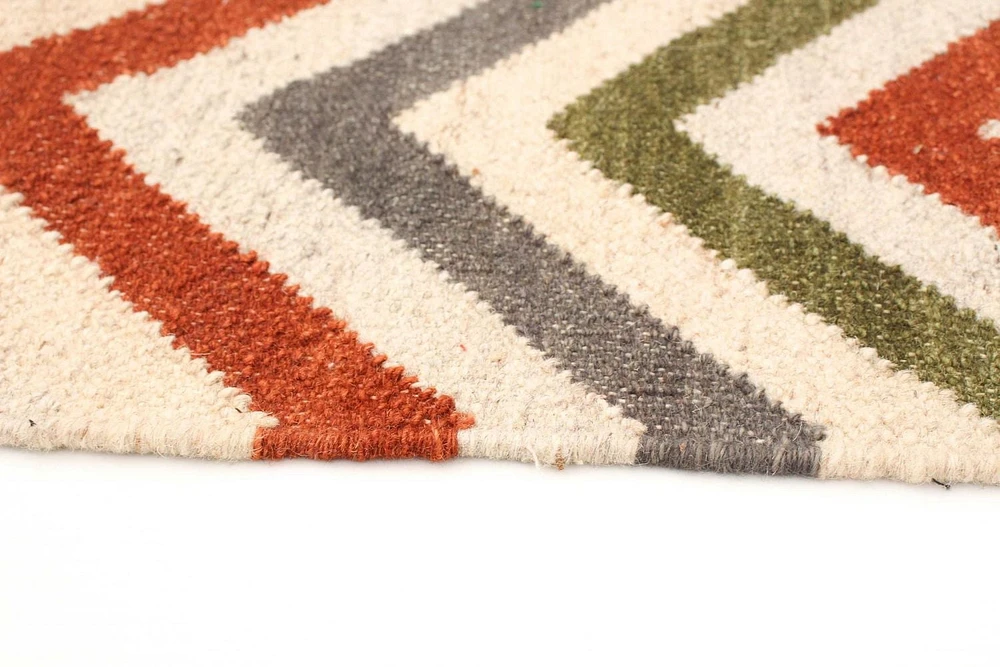 ECARPETGALLERY Tapis Fait à la Main pour Salon, Salle à Manger et Chambre à Coucher Géométrique Collection Vif et coloré 4'0" x 6'0" en Ivoire