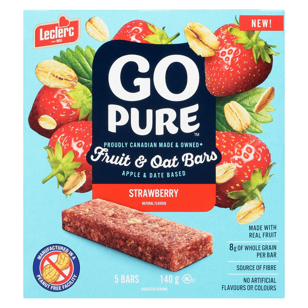 Go Pure Fruits & Avoine Fraises Barres 5 Barres / 140g
