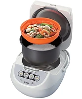 Cuiseur à riz Micom 10 tasses Tiger JBV-A 10 Cup avec vapeur alimentaire et mijoteuse, blanc