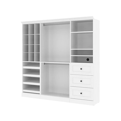 Bestar Versatile 86W Closet Organization System with Drawers in white