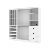 Bestar Versatile 86W Closet Organization System with Drawers in white