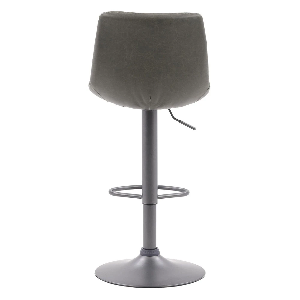 Tabouret de bar Palmer touffeté en cuir végane réglable gris, lot de 2