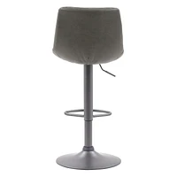 Tabouret de bar Palmer touffeté en cuir végane réglable gris, lot de 2