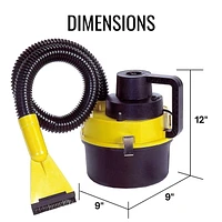 Koolatron 12V Wet/Dry Canister Vacuum Cleaner (1 Gallon), Portable Car & Home Vacuum