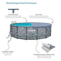 Funsicle 16ft Oasis Designer Round Above Ground Metal Frame Swimming Pool