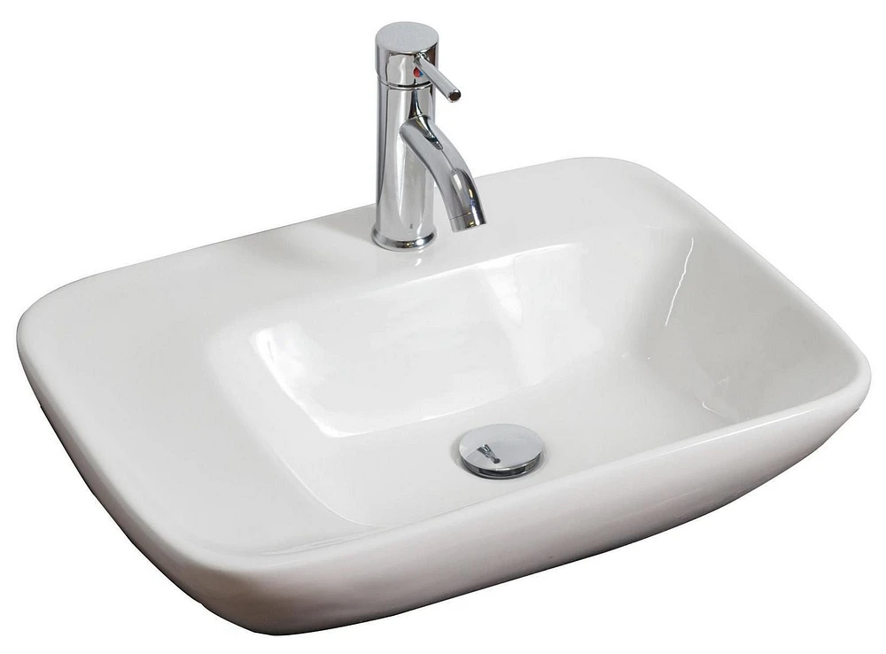 American Imaginations AI- 23,5 pouces Vaisseau blanc de bâti de mur de W pour le perçage de centre de 1 trou