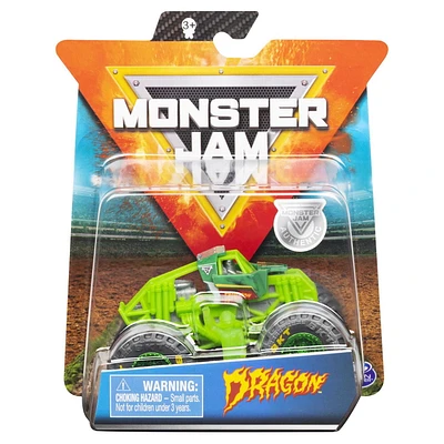 Monster Jam, Official Dragon Truck, Die-Cast Vehicle, Training Trucks Series, 1:64 Scale