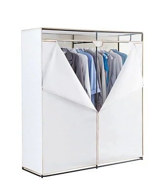 Mainstays All Metal 60 Inch Clothes Closet, Single Steel Tier Zippered Extra Wide Clothes Closet, 60", All metal base, Wardrobe with fabric cover, Lightweight and durable steel design