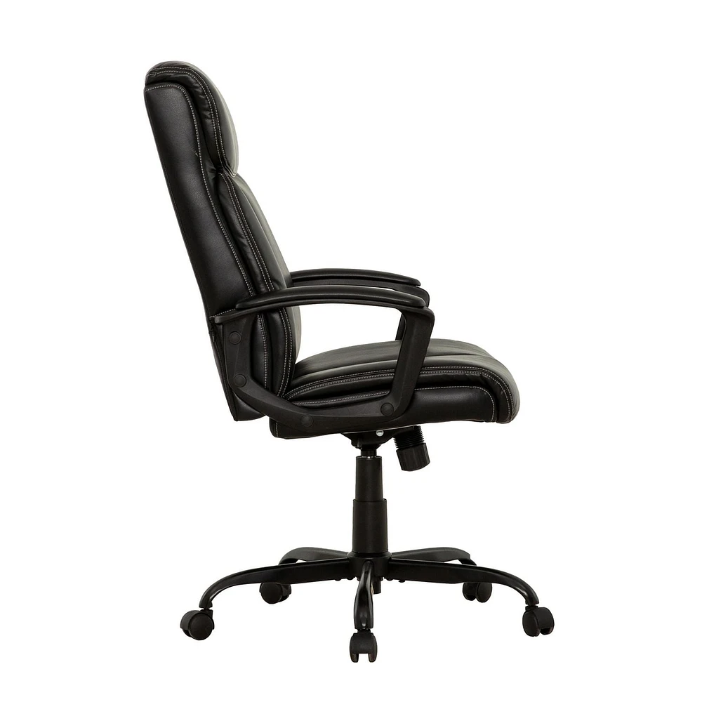 Chaise de bureau ergonomique à dossier haut Sealy® Montgomery en similicuir noir PU.
