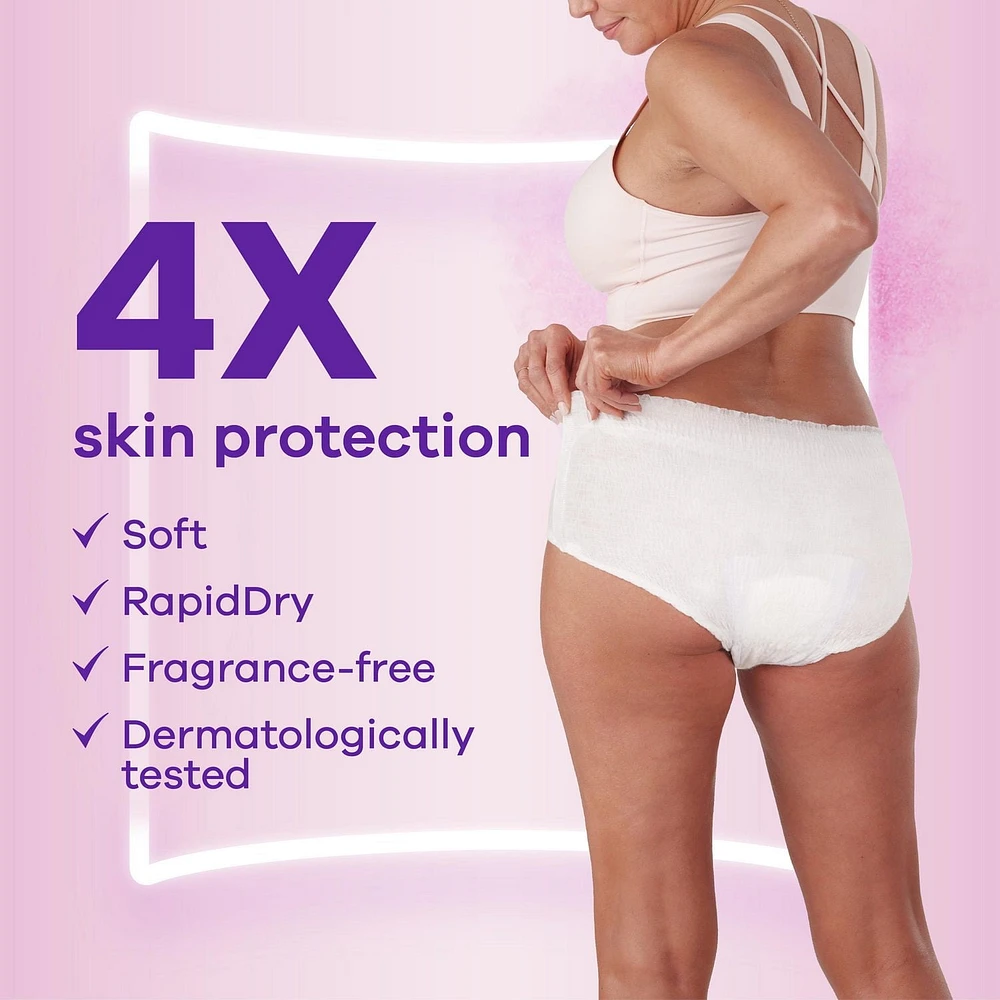 Culottes pour peau sensible Always Discreet, absorption maximale, quatre fois la protection de la peau, testées sous contrôle dermatologique, taille G, sans parfum, 24culottes 24CT