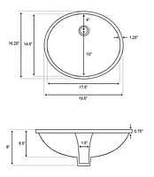 American Imaginations 19.5-in. W Oval Bathroom Undermount Sink Set In White - Chrome Hardware AI-26604